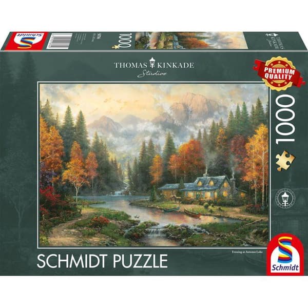 Pussel 1000 bitar - SCHMIDT SPIELE - Thomas Kinkade Studios - Höstkväll vid sjön - 1000 bitar Grön