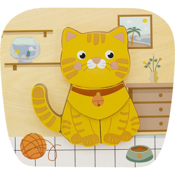Vauvoillella puukuvapeli - Ulysse - Alle 100 kappaletta - Eläimet Puzzle Cat, ett träpussel för bebis