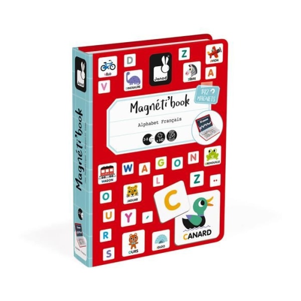 JANOD - Franska alfabetet Magneti'book, 142 magneter - Från 3 år