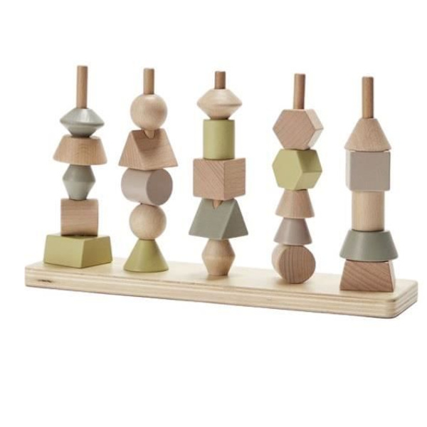 Junior puinen pinoamisleikki - byAstrup - 30 cm - Vaaleanruskea - 25 geometrisia lohkoja Grå och brun