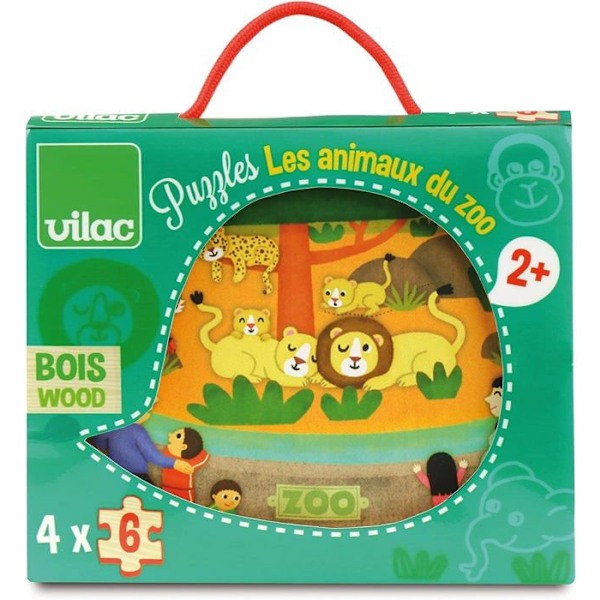 Pussel 4 x 6 bitar: Zoo-djuren Aqua