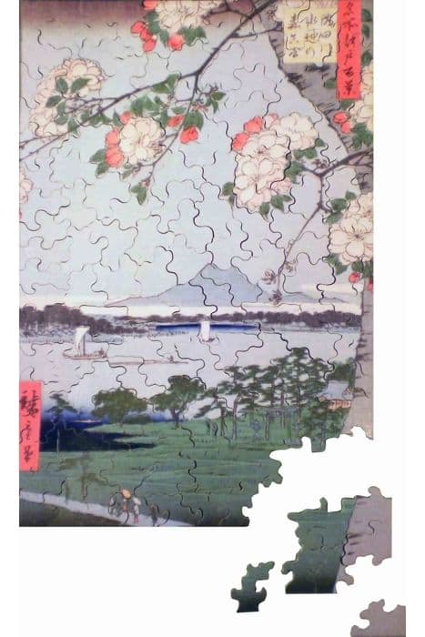 150 bitars pussel - Hiroshige: Äppelträd i blom kastanj
