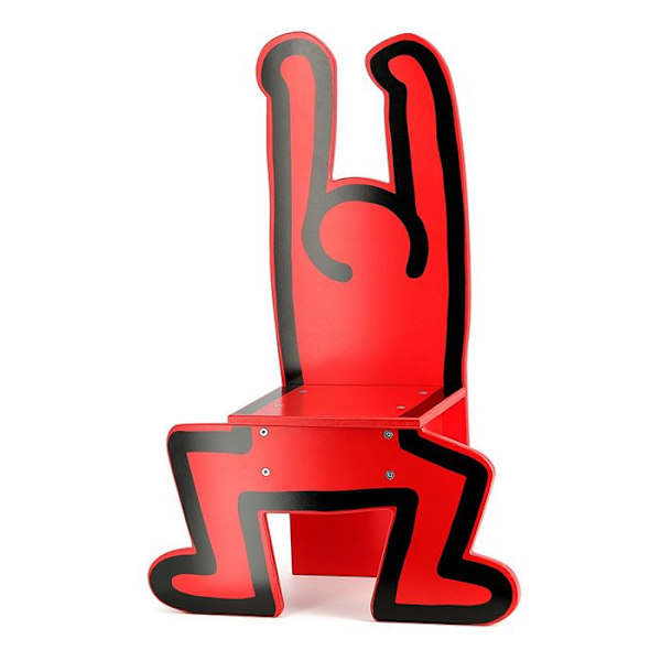 Barnstol - VILAC - Keith Haring röd - Massivt trä - Modern design Röd