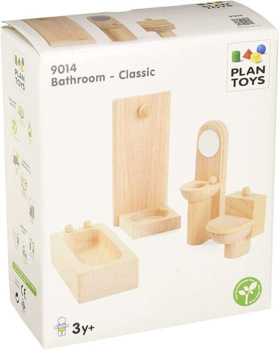 KLASSISK BADEVÆRELSE I TRÆ PLAN TOY 9014 Beige