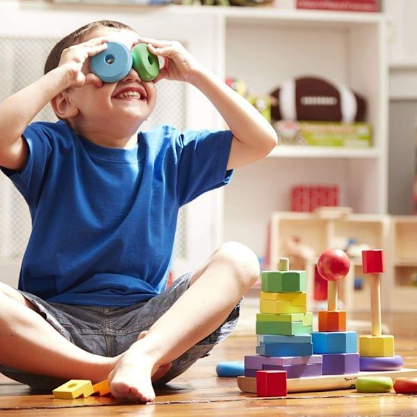 Muotoja lajitteltavaksi ja järjestettäväksi - MELISSA & DOUG - 3-in-1 pinoaja - 25 osaa - Sekä tytöille että pojille Flerfärgad
