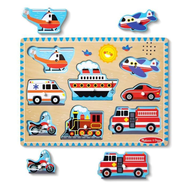 Melissa & Doug - Pussel för fordonsljud Blå