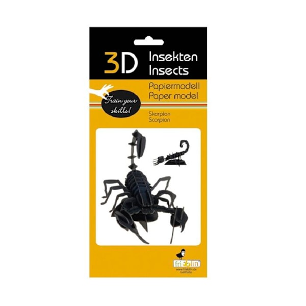 Fridolin - 3D-modell i papper Skorpion Svart