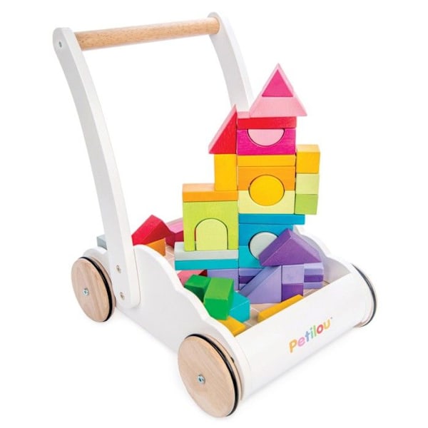 Le Toy Van Petilou Baby Rainbow Cloud Walker är en baby i en unik, mjuk molnformad rollator med 45 träklossar e