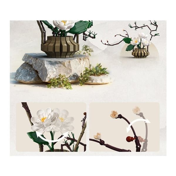 Byggesæt - CADA - CDC59026W - 990 dele - Hvide blomster - ~50 cm - Uden vanding Vit (blommor)