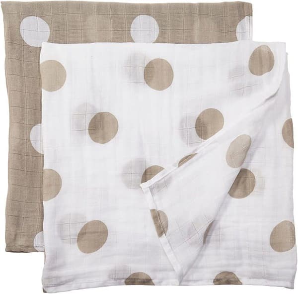 Muslin swaddle pack om 2 - taupe prickar - Vit - Blandat Mol