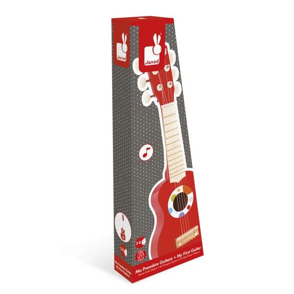 Min første Confetti guitar i træ Röd, beige