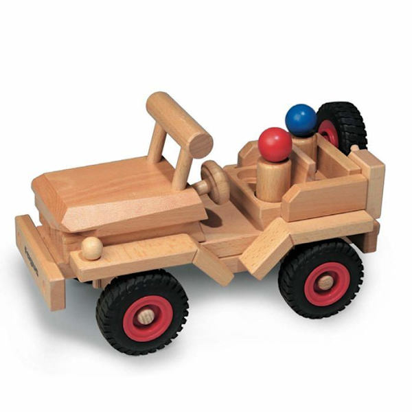 Puunukke - Fagus - Jeep - 28 cm - 2 hahmoa - Ohjaavat pyörät Beige