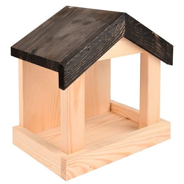 Väggmonterad matare - Esschert Design - FB462 - Furu - Svart färg - För vilda fåglar Svart