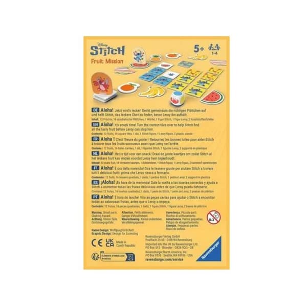 Hukommelsesspil - RAVENSBURGER - Stitch Fruit Mission - Ref. 24981 - Kooperativt - 2-4 spillere - 5+ år Apelsin