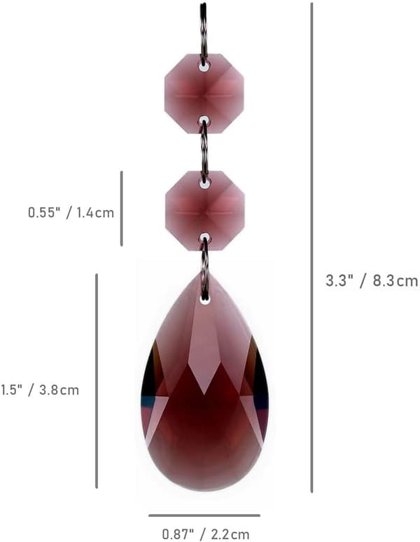 Ti 38 mm dråpeformede krystallprismekomponenter til lysekrone, hengende krystallglassperler til lysekronepynt. medium purple