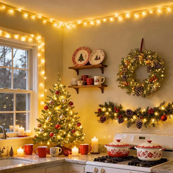 LED julelys, koblingsbare, varmt hvitt lys, 8 moduser, plug-in eventyrlys.