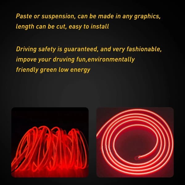 2-meter rød LED bil interiør dekorativ ambient lys strip tilbehør red