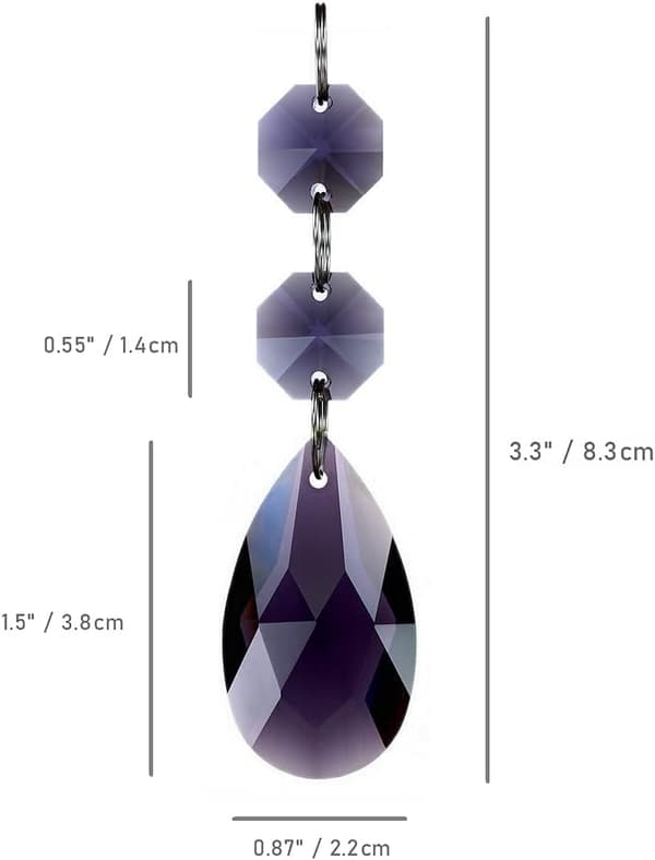 Ti 38 mm dråpeformede krystallprismekomponenter til lysekrone, hengende krystallglassperler til lysekronepynt. Violet