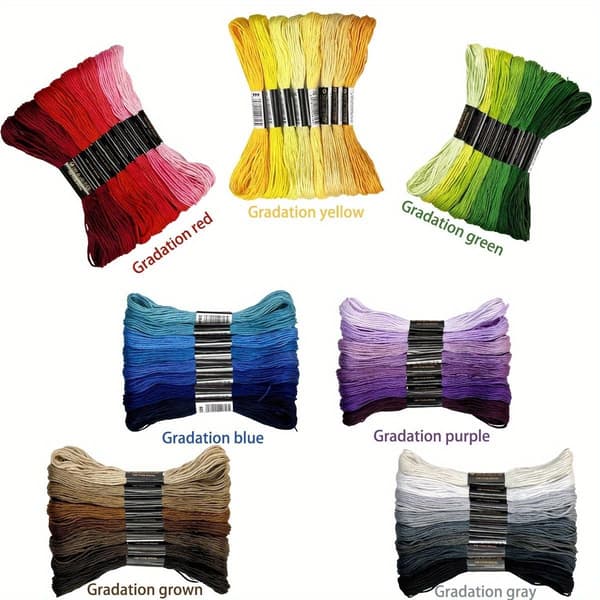 8 färger gradient broderigarn, 6 trådar 8m korsstygnsgarn