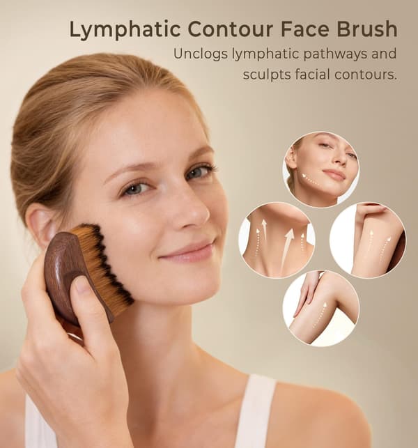Ansigtsbørste i træ til lymfedrænage, gua sha-massager, reducerer hævelse og afgifter.