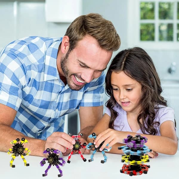 4-delt transformer og fidget spinner-legetøjssæt til stresslindring