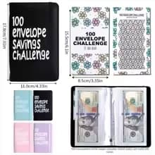 100 Envelope Savings Challenge Book | A6 Budget Binder for Money Management & Saving black