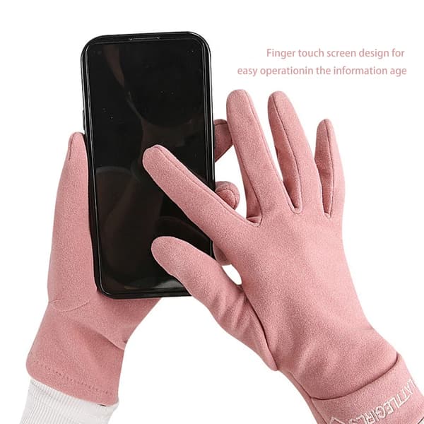 Vandtætte, vindtætte og varme pink touchscreen-handsker til kvinder til vinterbrug