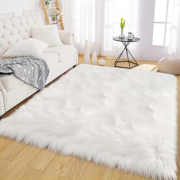 Supermjuk matta, fluffig golvmatta, sovrumsgolvmatta White