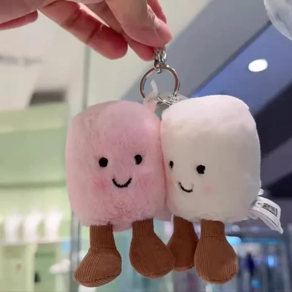 Marshmallow Par Nøkkelring – Marshmallow nr. 2, med støvpose
