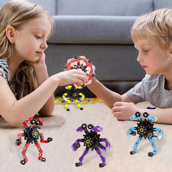 4-delt transformer og fidget spinner-lekesett for stresslindring
