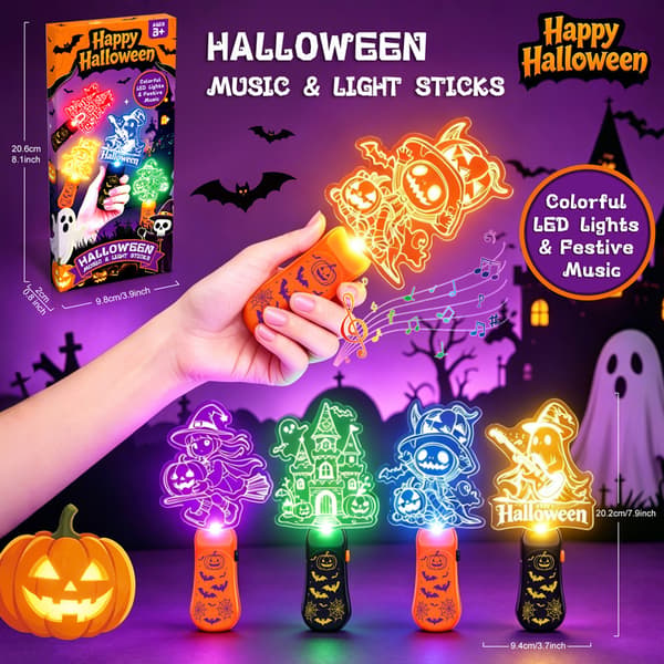 Halloween LED-lysstave, legetøjs-lysstave til børn med musik (batterier inkluderet) castle