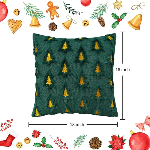 Julepudebetræk, 18x18 tommer, sæt med 2, jacquard 3D julebroderet imiteret pels pyntepuder, julepynt.
