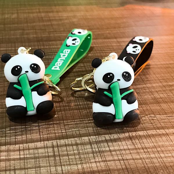 Söt panda-nyckelring, bambuformad panda-silikonväskberlock, bilnyckelring, ny ankomst. green