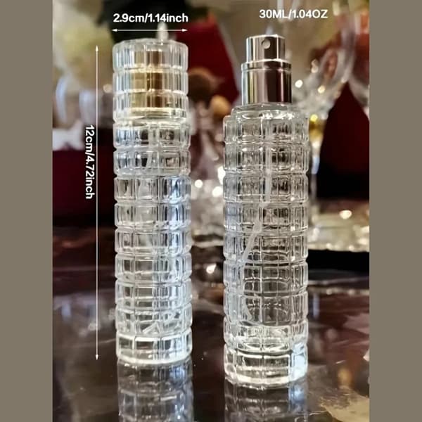 30 ml tom glasflaska kosmetisk behållare, transparent reseparfymdispenser.