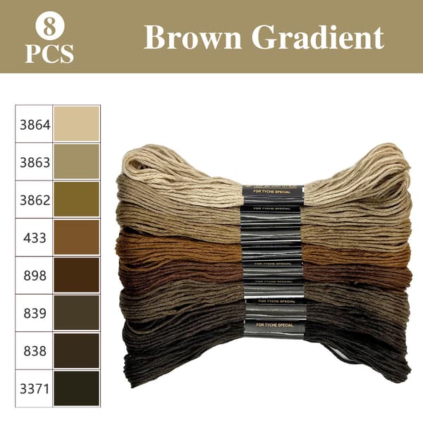 8 farver gradient broderigarn, 6 tråde 8m korsstingsgarn