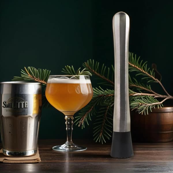 10-tommer cocktailmuddler i rustfrit stål og 10-tommer røreske, 2-delt sæt.