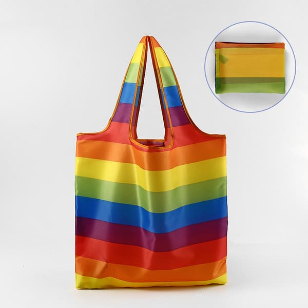 Genanvendelig Sammenfoldelig Miljøvenlig Indkøbstaske til Kvinder Rainbow stripes
