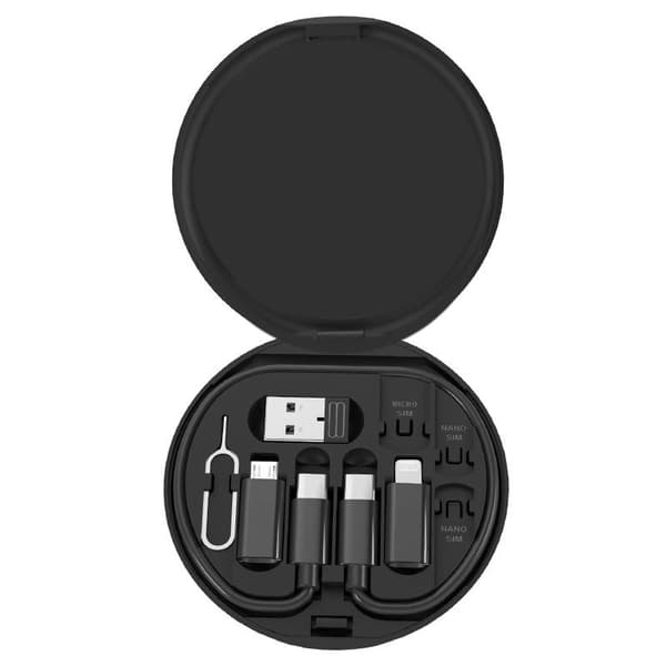 5-i-1 USB Type-C Opladningskabel Rejseadapter 60W Kit Opbevaringsboks Black