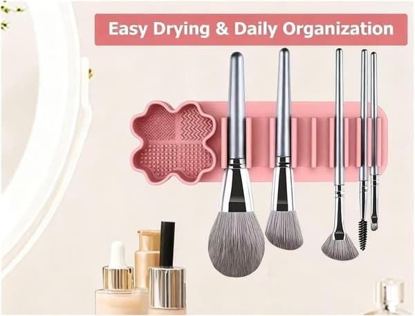 Multifunktionel Silikone Makeupbørsteholder - Til vask, tørring og organisering af makeupbørster grey
