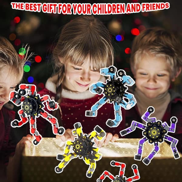 4-delt transformer og fidget spinner-lekesett for stresslindring