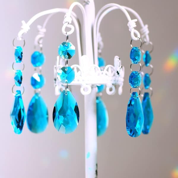 Ti 38 mm dråpeformede krystallprismekomponenter til lysekrone, hengende krystallglassperler til lysekronepynt. Royal Blue