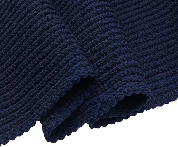 Varme efterårs- og vintertørklæder, unisex ensfarvede varme strikkede vintertørklæder Navy blue