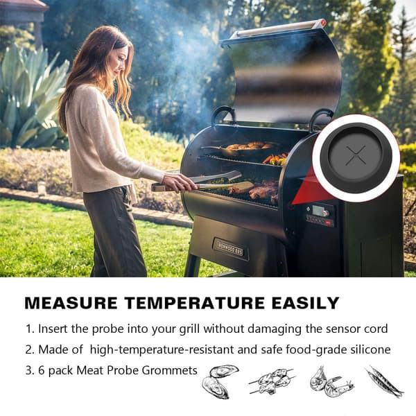 Kompatibel gummipackning för grilltermometer – silikontätning för pelletsgrillar med kötttermometer, värmebeständig