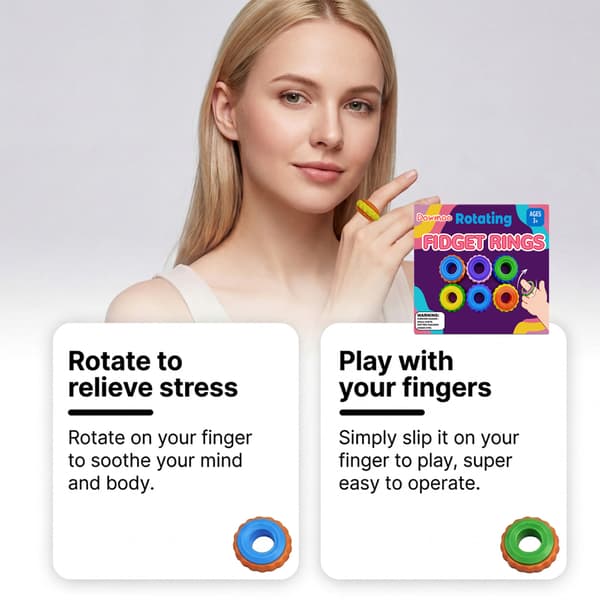 Bærbare Finger Spinner Ringe - Sensorisk Fidget Legetøj til Børn og Voksne Blue + Green