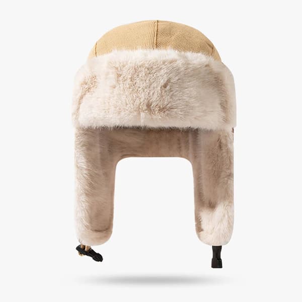 Faux pelsforet pilot hat til kvinder, russisk-inspireret vinter varm øreklap hat. Khaki