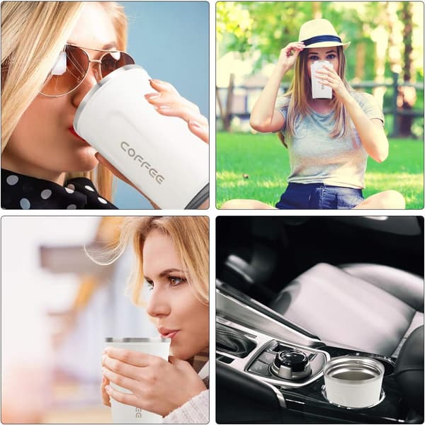 Isoleret kaffekrus i rustfrit stål, varmebevarende, 510 ml, holdbart White