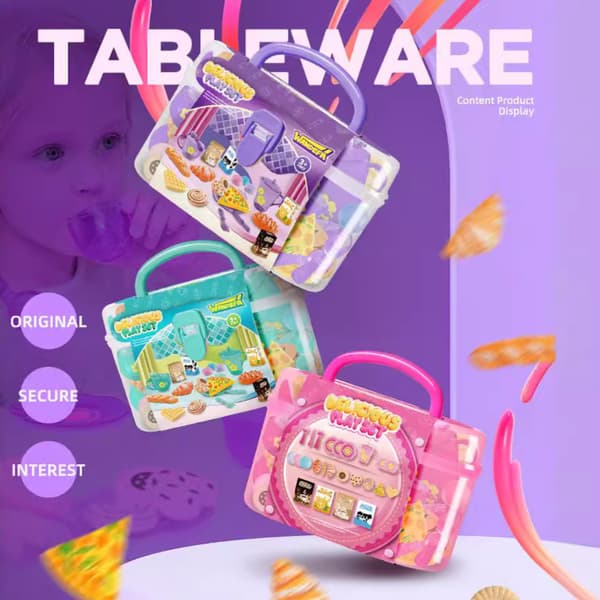 Nytt teservis för barn, rollspel, matset, dessertkök, leksaksset Green Toolbox
