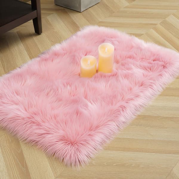 Superblødt tæppe, fluffy gulvmåtte, soveværelsesgulvmåtte light pink