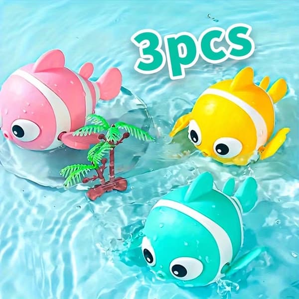 3-pack uppdragbara clownfisk-badleksaker, simleksaker för barn, sommarpoolpresent för inomhus och utomhus