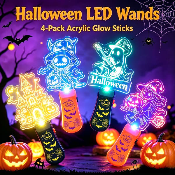 Halloween LED-ljusstavar, leksaks-ljusstavar för barn med musik (batterier ingår) ghost